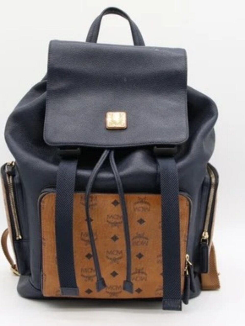 MCM Brandenburg Visetos Leather Mix Backpack - Dark Sapphire